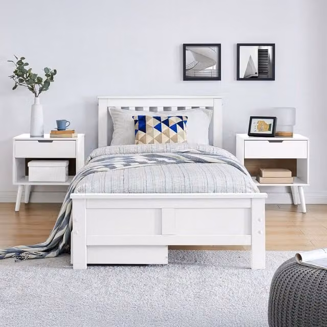 FurnitureboxUK Azure Minimalist Pine Bed Frame in White