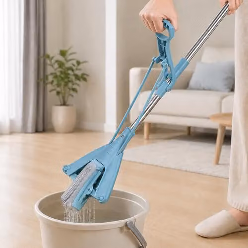 AMOS Super Mop with PVA Super Absorbent Sponge Head and Telescopic Handle in Blue – 2