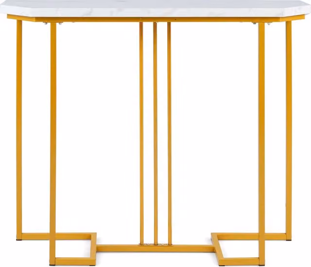Costway Modern Gold Console Table with Marble Top
