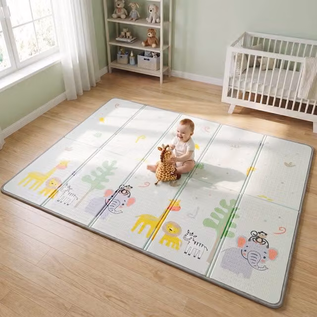 Liberty House Toys Reversible Foam Toddler Play Mat in Multicolour Jungle and Dinosaur Motifs