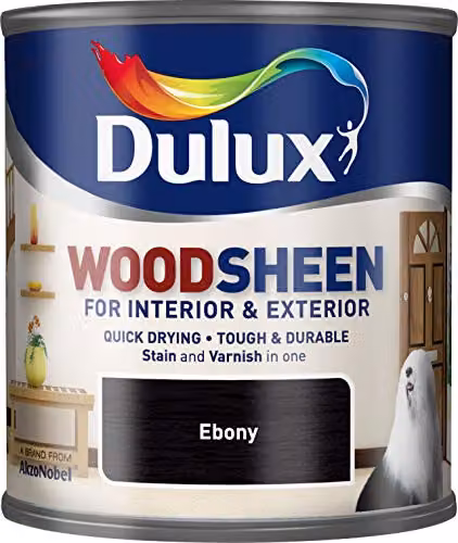 Dulux Woodsheen Interior and Exterior Wood Paint in Black, 250ml