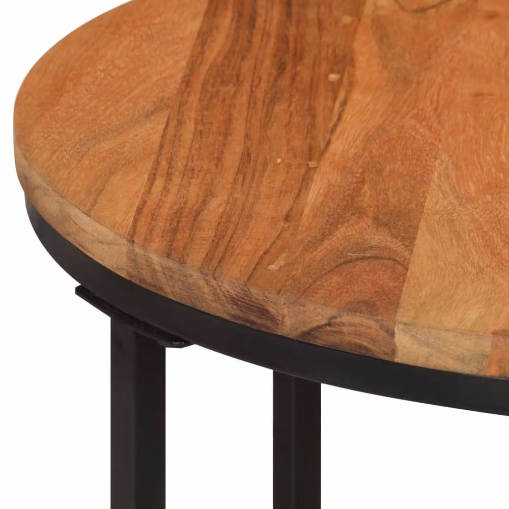 Berkfield Home Industrial Acacia Wood and Iron Coffee Table, Brown, W/D/H: 45 x 45 x 35 cm – 3