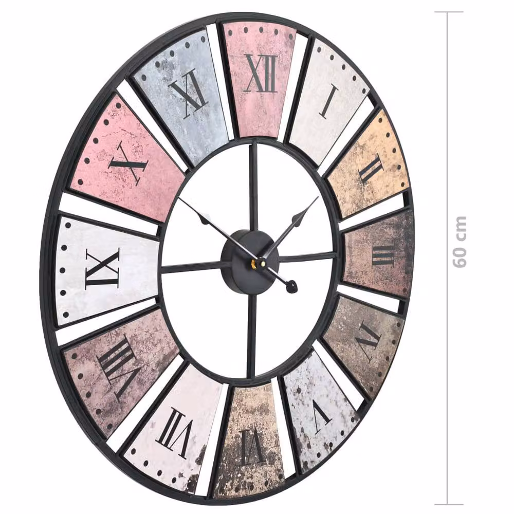 Berkfield Home Vintage Round Wall Clock with Quartz Movement, Multicolour, Diameter: 60 cm – 5