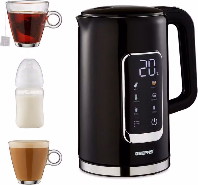 Geepas 2200W Digital Electric Kettle with Touch Display and Keep Warm Function, 1.7L, Black – 4