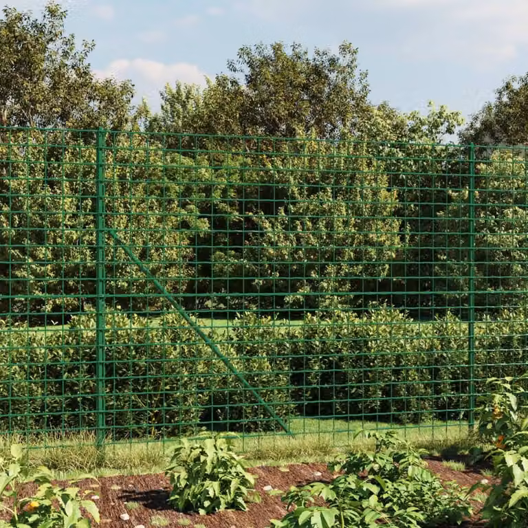 Berkfield Home Durable PVC Coated Green Wire Mesh Fence with Flange, W/H: 10 x 1.4 m
