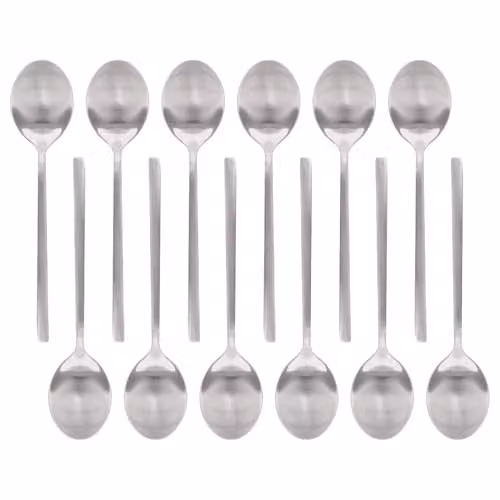 Argon Tableware Stainless Steel Dessert Spoons, Pack of 12, Silver Finish – 1