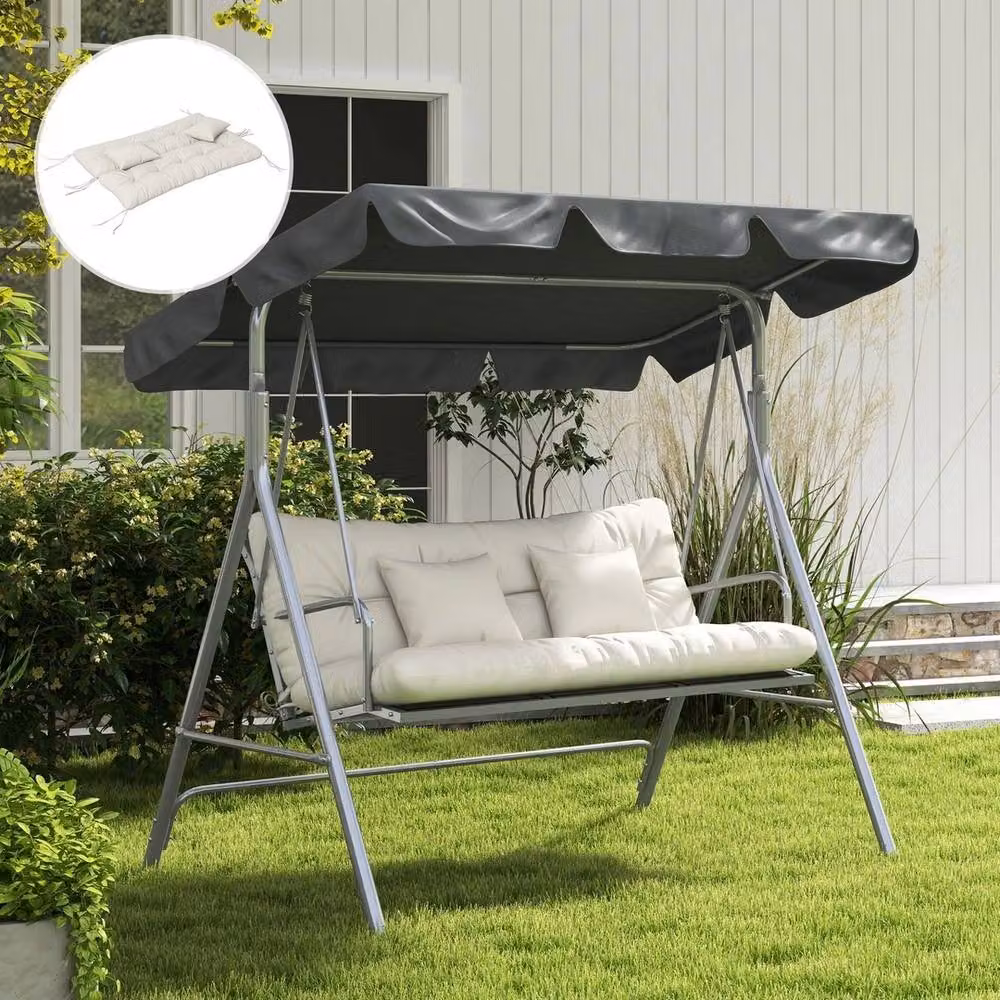 EONLION White Outdoor Back and Seat Foam Cushion, 100 cm – 4