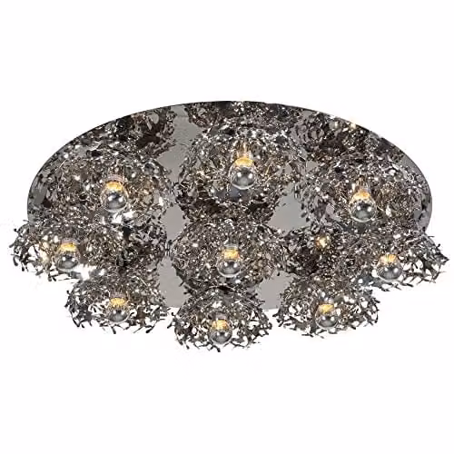 Netlighting Coral 9 Light Semi-Flush Ceiling Light in Silver Stainless Steel – 1