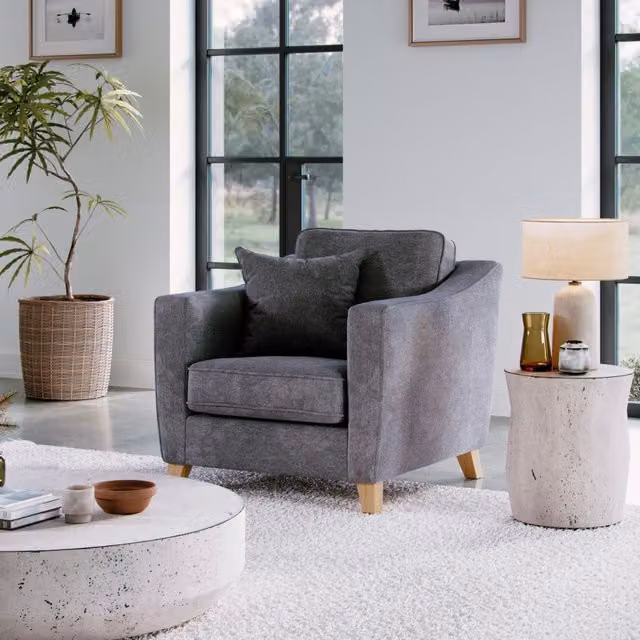 The Great Sofa Company Jackson Chenille Fabric Armchair in Grey – 1