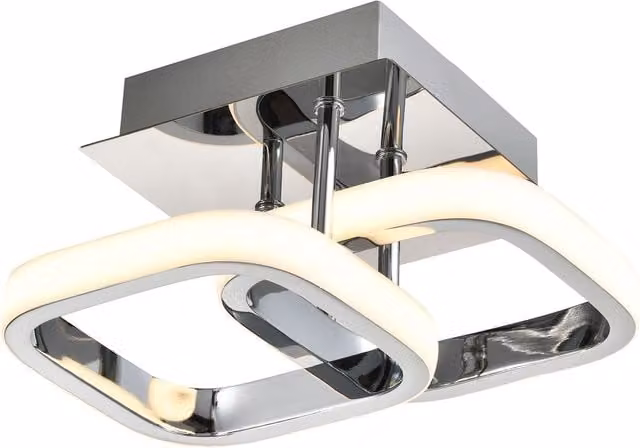 Happy Homewares Contemporary Compact Double Head LED Chrome Ceiling Light Fitting in Silver