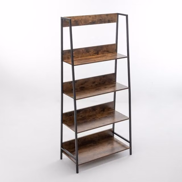 WestWood Modern Brown 4-Tier Ladder Bookcase