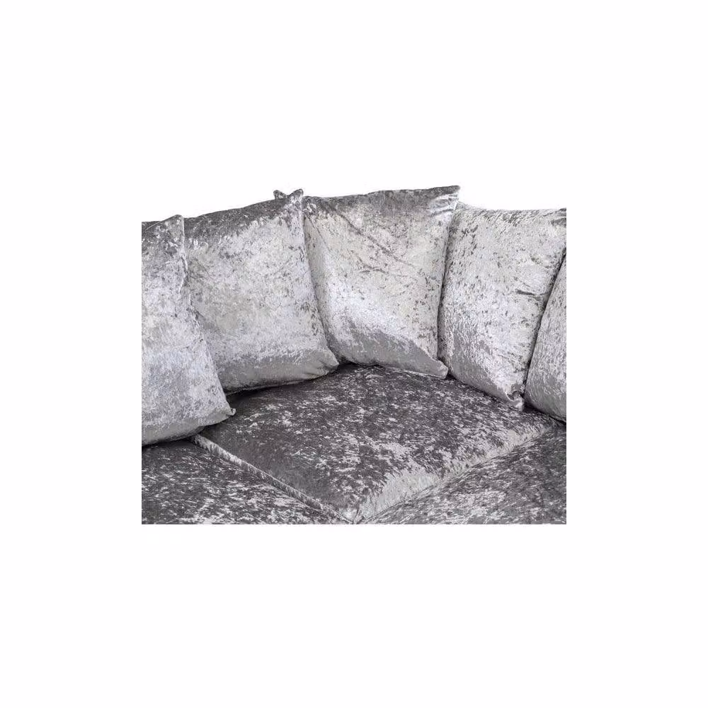 LUXURY LIFE Declan Right Hand Facing L-Shape Corner Sofa in Silver Crushed Velvet Fabric – 2