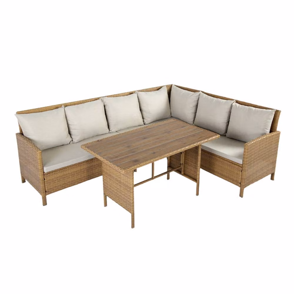 Home Garden Direct Alia 6 Seater Rattan Corner Dining Sofa Set with Polywood Table Top in Brown – 2