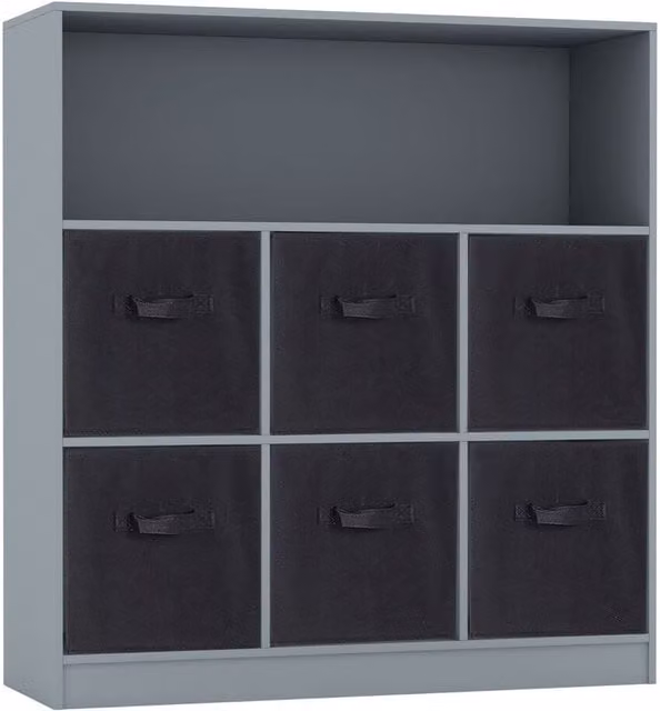 URBNLIVING 7 Cube Wooden Bookcase Storage Unit in Anthracite and Black