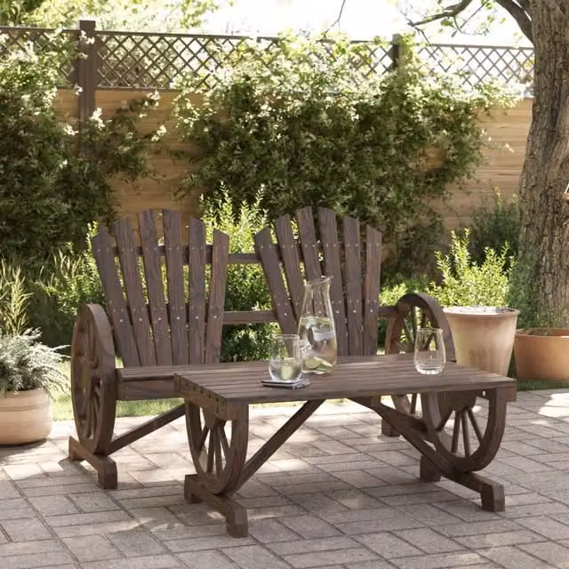 Berkfield Home 2 Piece Brown Solid Wood Garden Lounge Set with 2 Seater Sofa, Armchair and Coffee Table