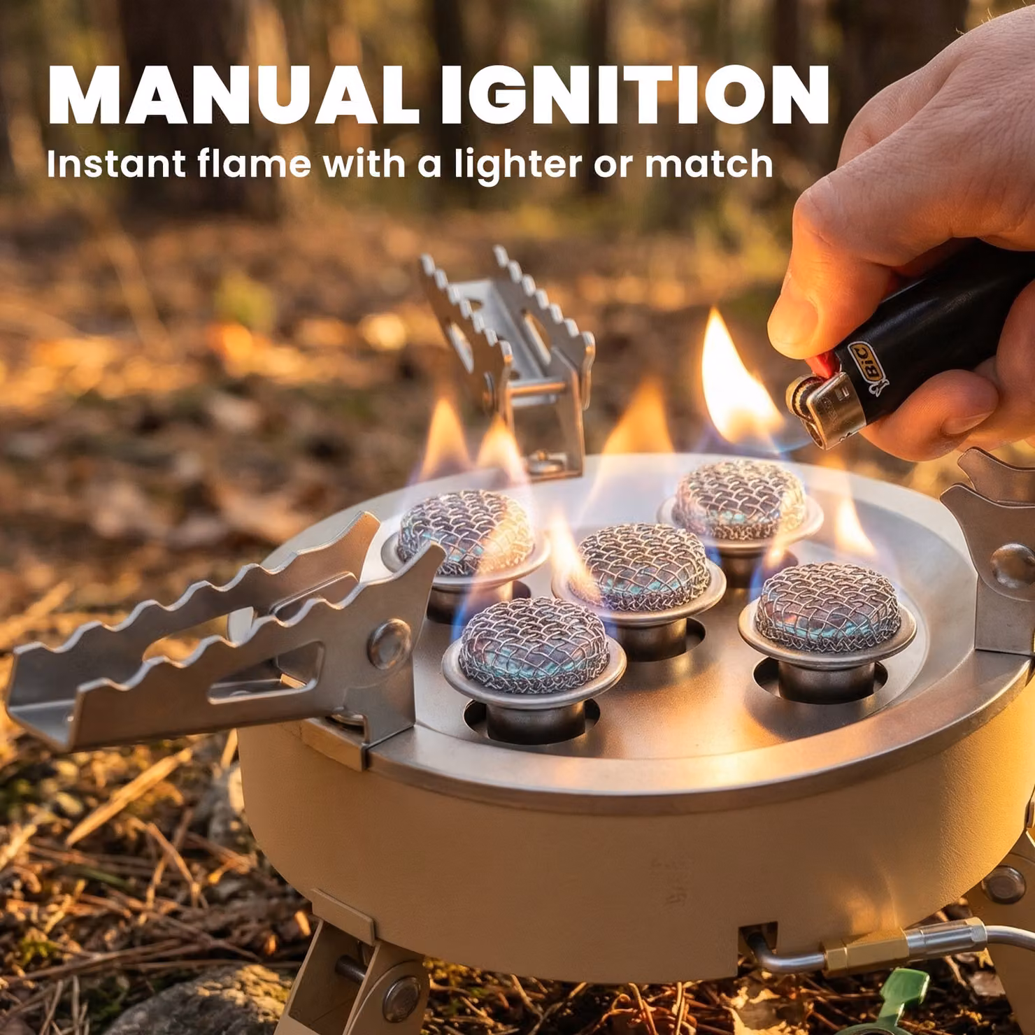 Outsunny 7000W Camping Gas Stove with Piezo Ignition and Carry Bag, Beige – 5