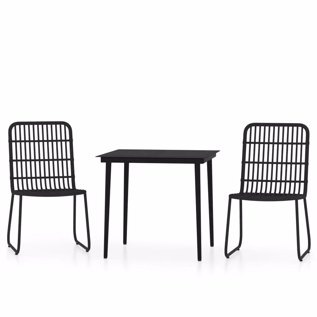 Berkfield Home 3 Piece Modern Garden Dining Set in Black – 2