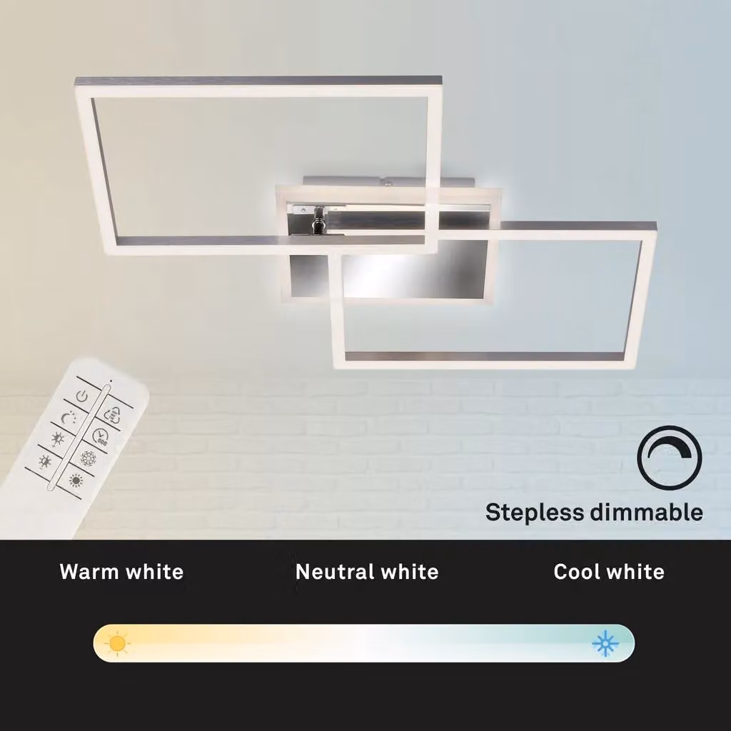 Briloner Chrome Aluminium 40W CCT LED Wall and Ceiling Light in Silver – 2