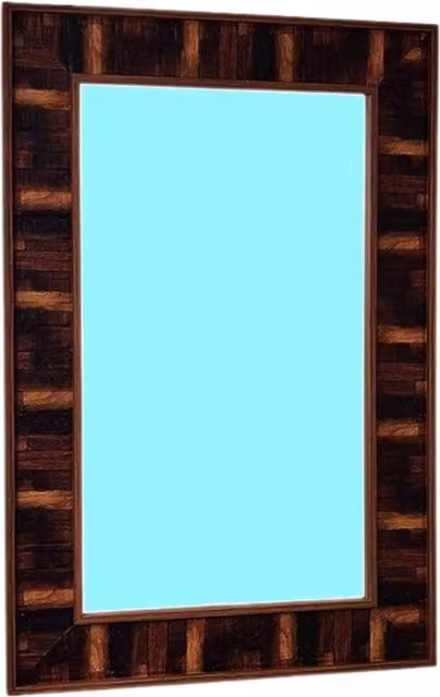 DEENZ Antique Geometric Rectangular Hanging Wall Mirror with Brown Brick Style Frame