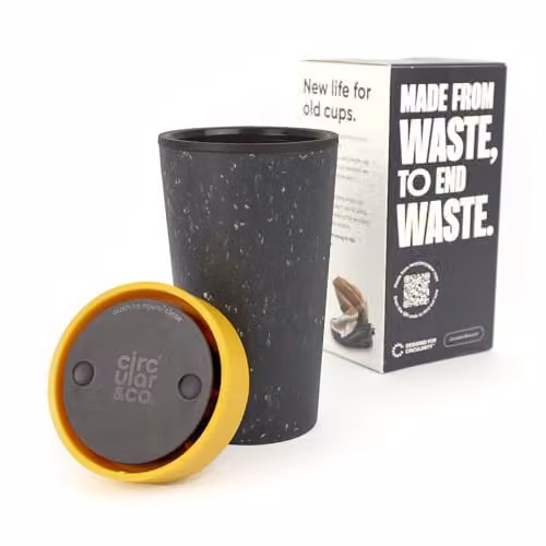 Circular & Co Reusable Coffee Mug, 355ml, Grey and Yellow – 3