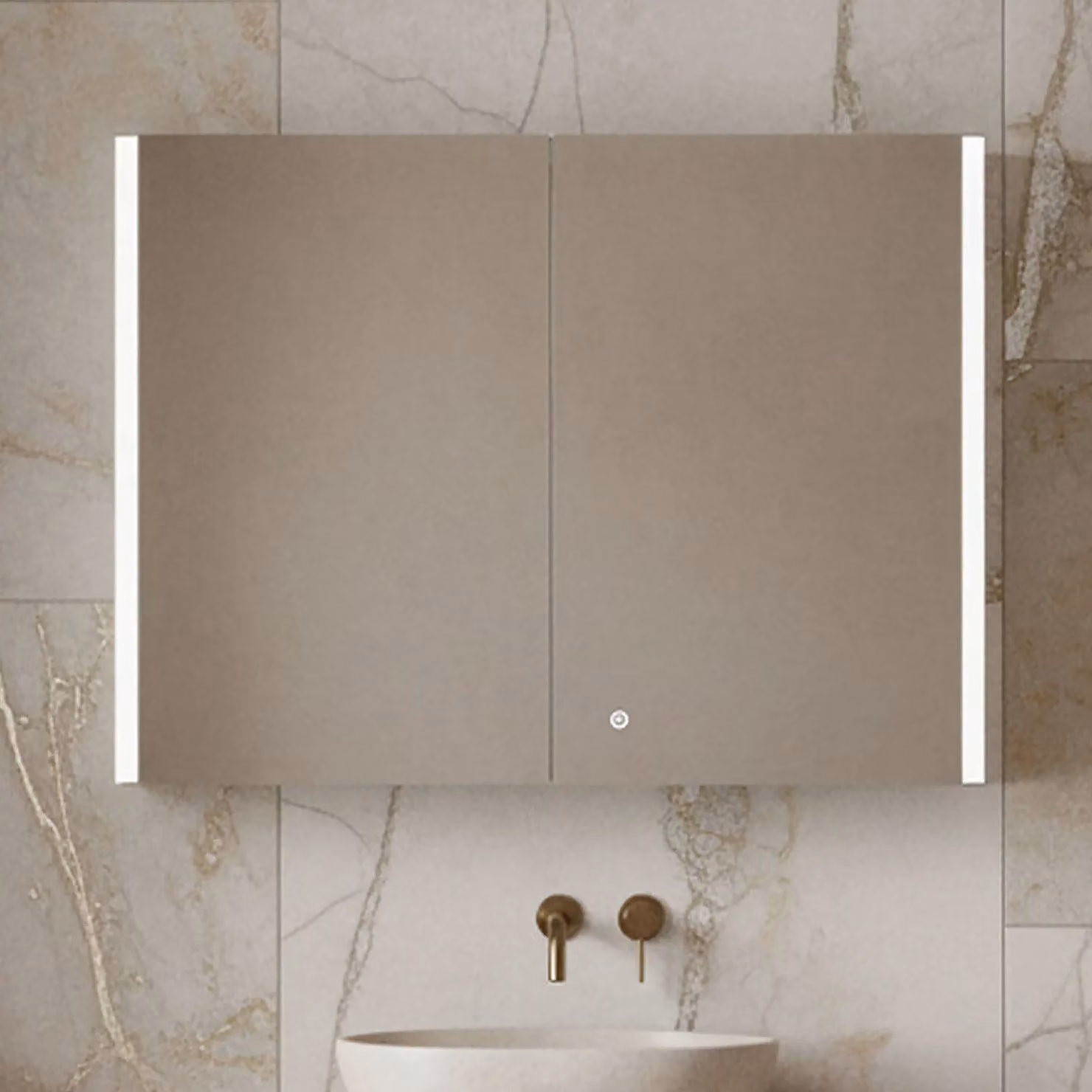 Balterley Rectangular 2 Door Mirror Cabinet with Demister and Shaver Socket, White and Silver, Width: 80 cm – 6