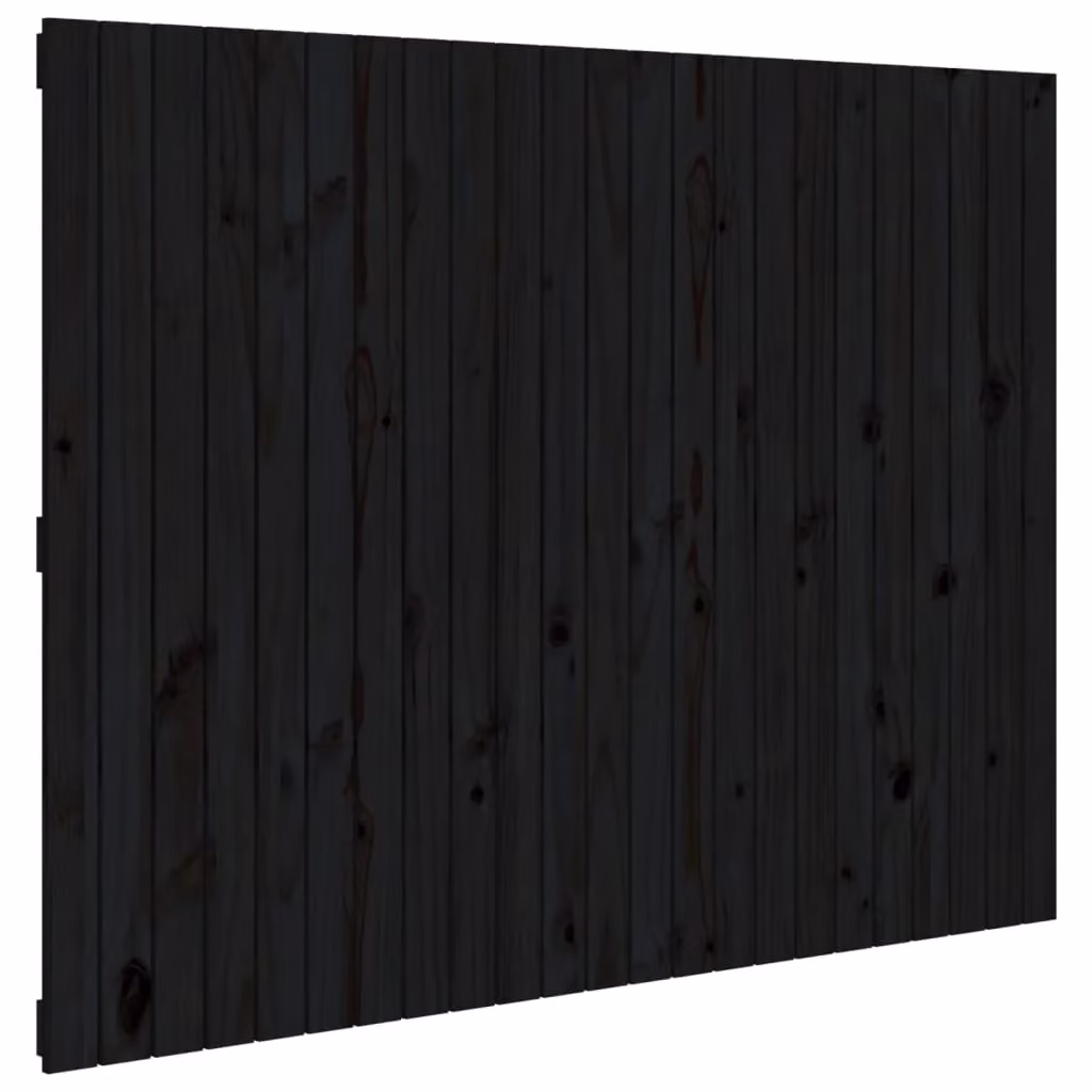 Berkfield Home Black Solid Pine Wood Wall Mounted Headboard W/D/H: 146.5 x 3 x 110 cm – 2