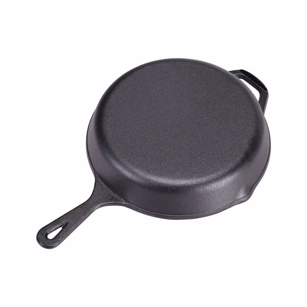 FLAVORA Black Enamel Cast Iron Non-stick Frying Pan with Pouring Spout – 2