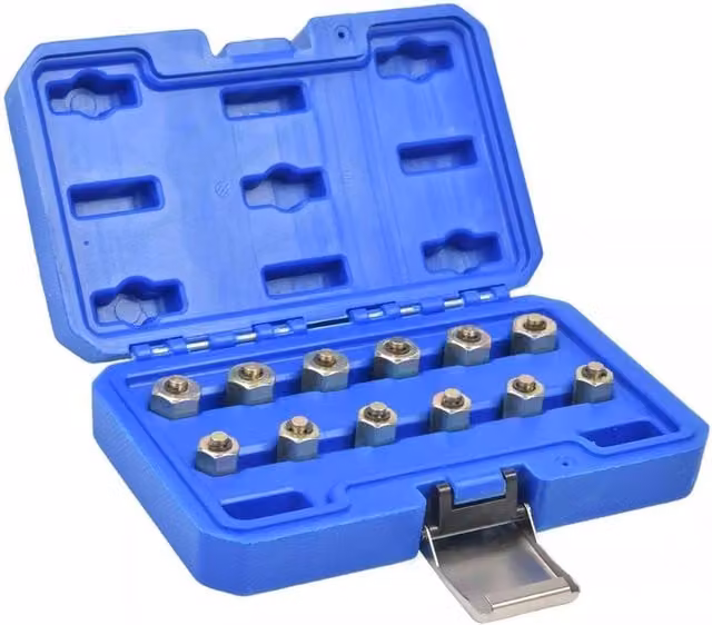 Nordara 12-Piece Common Rail Diesel Fuel Injection Sealing Blanking Plugs in Metallic Silver