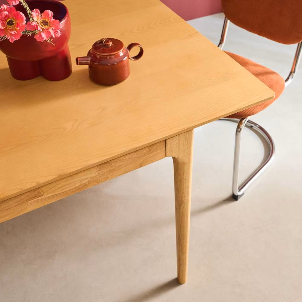 sweeek Rectangular Extendable Dining Table in Brown, Rubberwood and Ash Veneer, 6-8 Seats – 2
