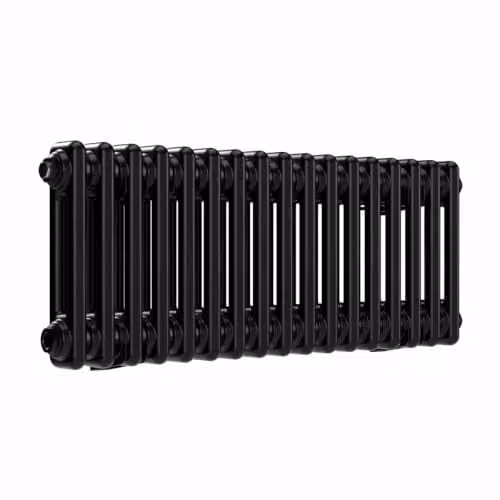 Lux Heat Black Horizontal 2 Column Traditional Steel Radiator, H 30 cm x W 78.5 cm