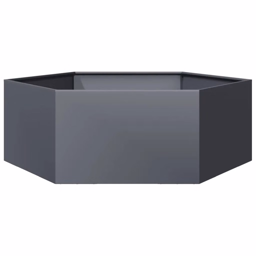 Berkfield Home Garden Anthracite Hexagon Steel Planter in Black, W: 138 cm, D: 120 cm, H: 45 cm – 2