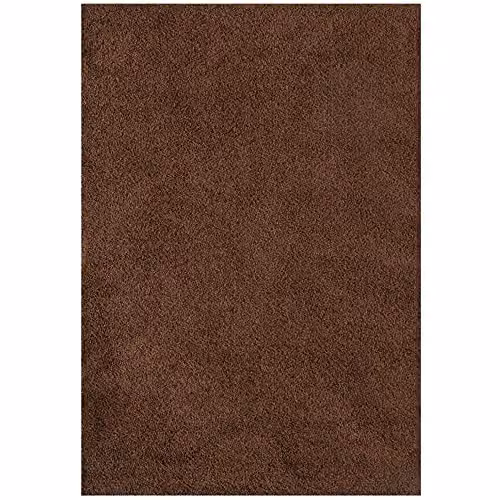 THE RUGS Brown Plain Shaggy Living Room Rug, W/D/H: 200 x 290 x 3 cm – 6