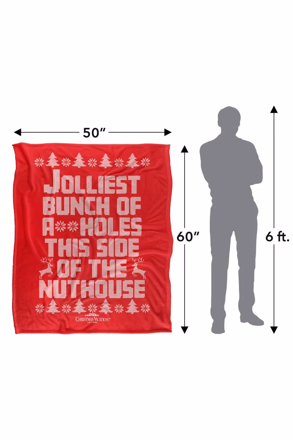 Warner Bros. National Lampoon's Christmas Vacation Jolliest Bunch Silky Touch Fluffy Polyester Blanket, Large, Multicolour and Red – 3