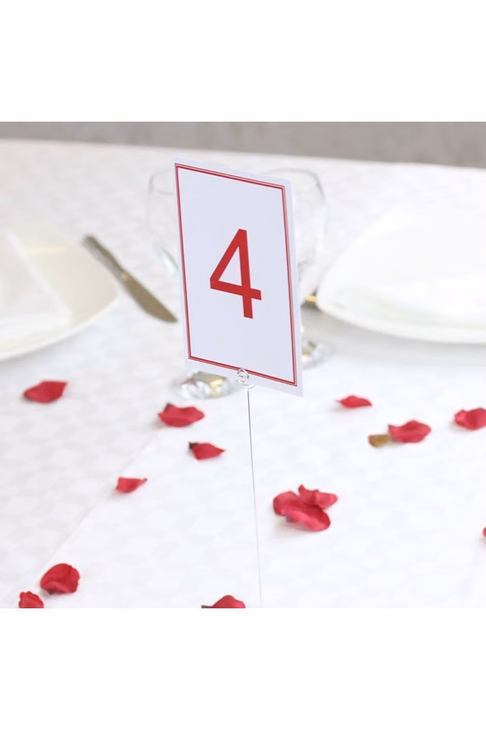 KDMD Laminated Red Plain Border Table Numbers, 72 White Cards