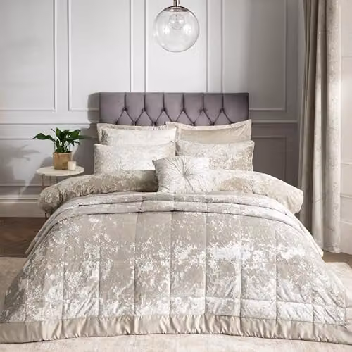 Catherine Lansfield Crushed Velvet Pillowsham Pair in Beige – 2