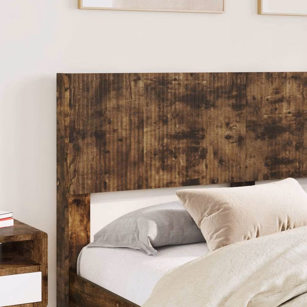 Berkfield Home Modern Bed Frame with Headboard and Side Compartment Storage in Smoked Oak Brown, W/D/H: 120 x 200 cm – 3
