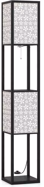 VOGREX Black 2-Light Modern Floor Lamp with Cutout Pattern Lampshades