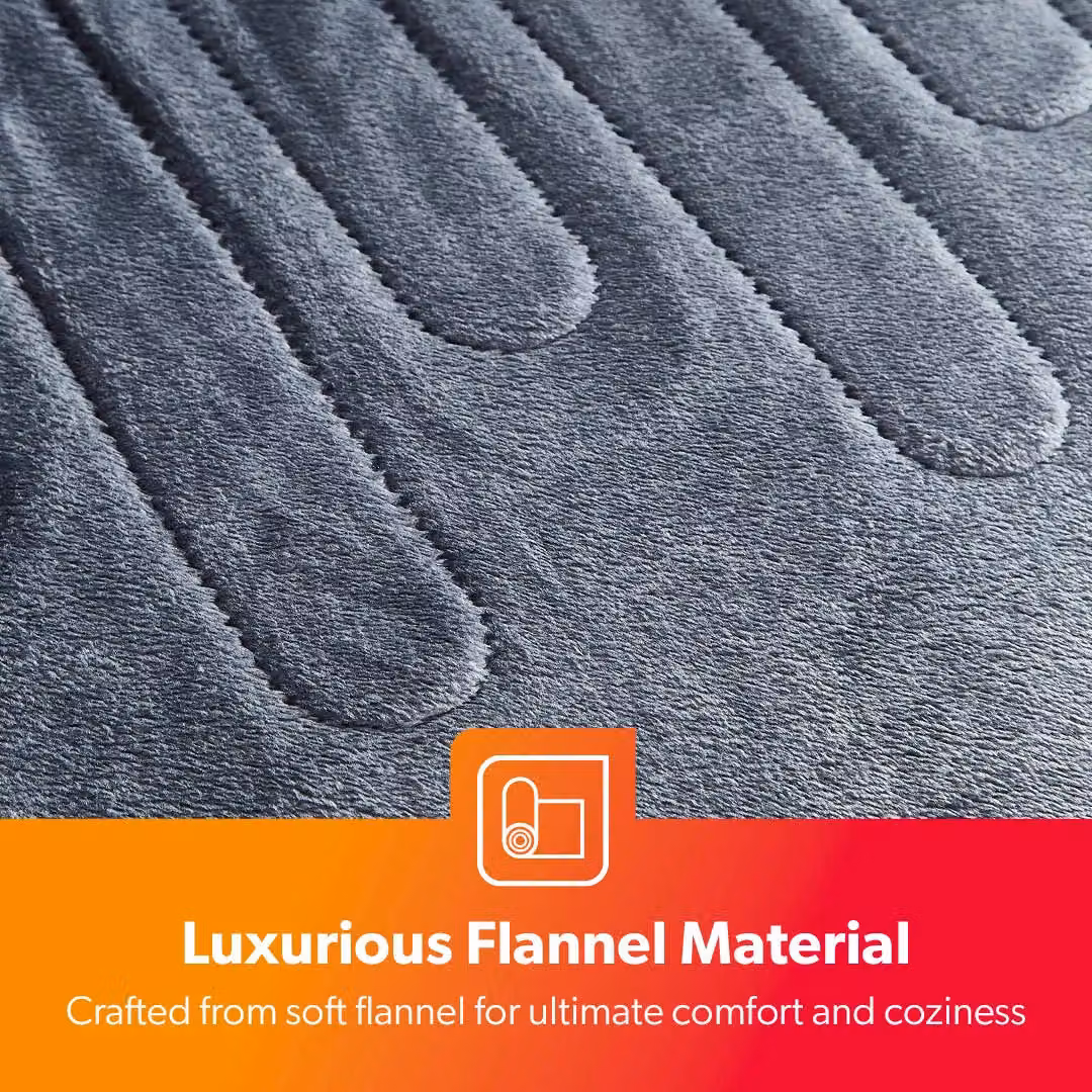 Geepas Double Size Electric Heated Flannel Throw Over Blanket in Grey, W: 130 cm x L: 180 cm – 3