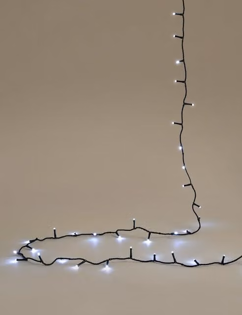 M&S 300 Bright White LED Mains Lights with Remote Control and Timer, White