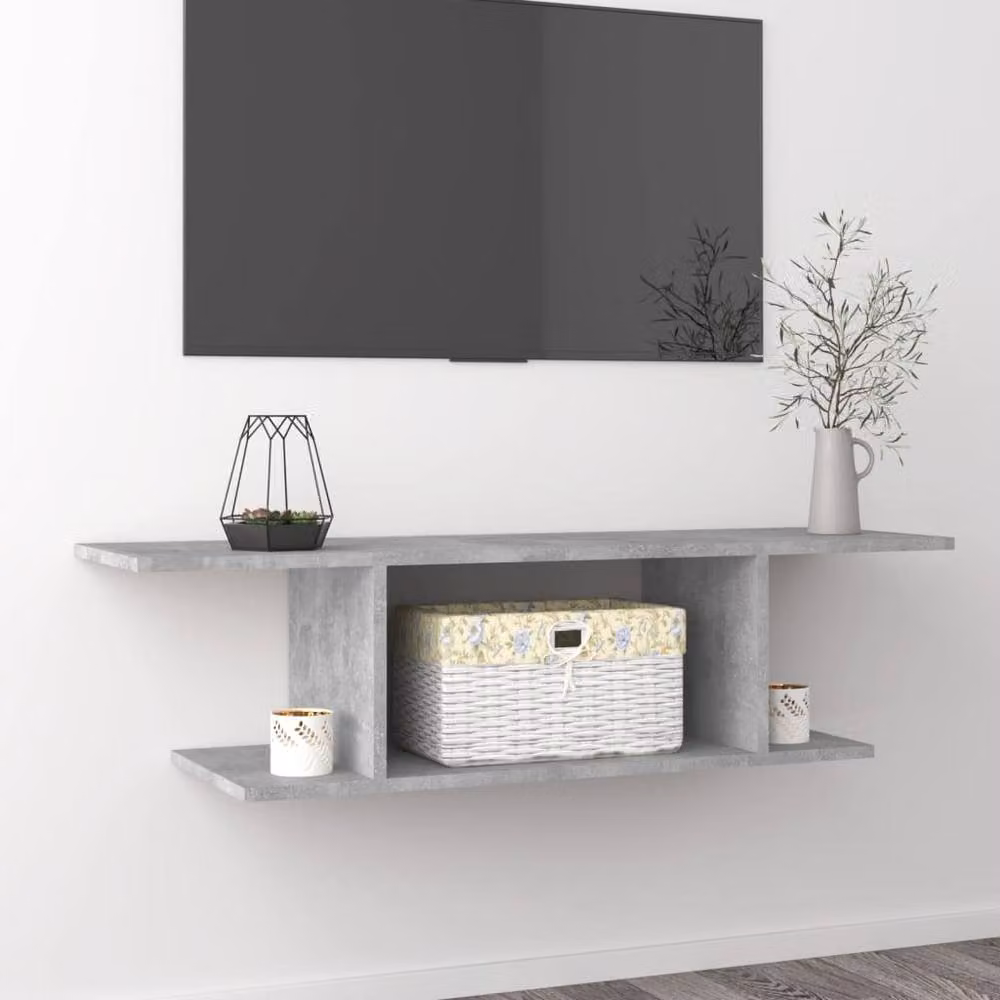Berkfield Home Wall Mounted TV Cabinet in Concrete Grey, W: 103 cm, D: 30 cm, H: 26.5 cm – 2
