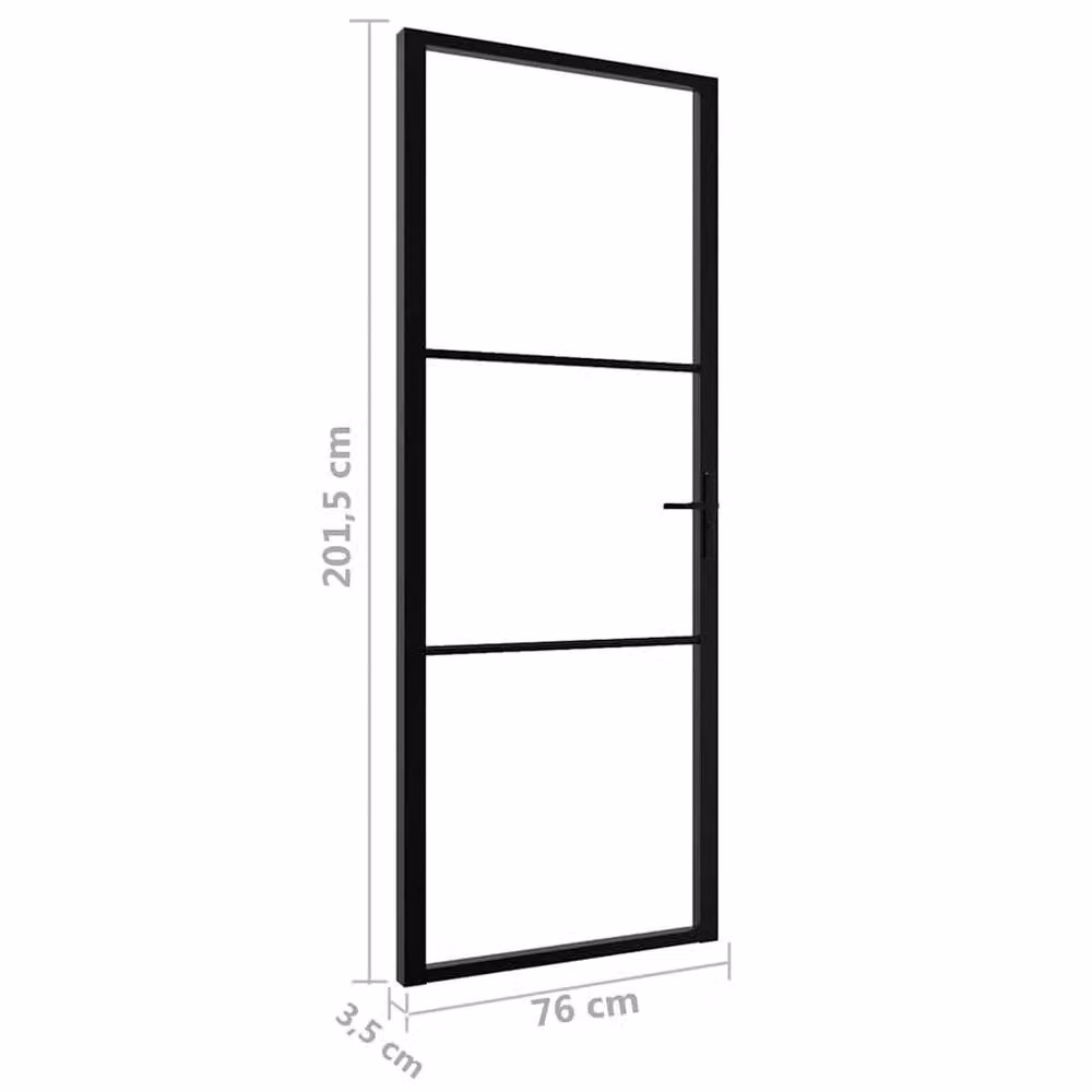 Berkfield Home Modern Interior Door with ESG Glass and Aluminium Frame, Black, W: 76 cm, H: 201.5 cm – 3
