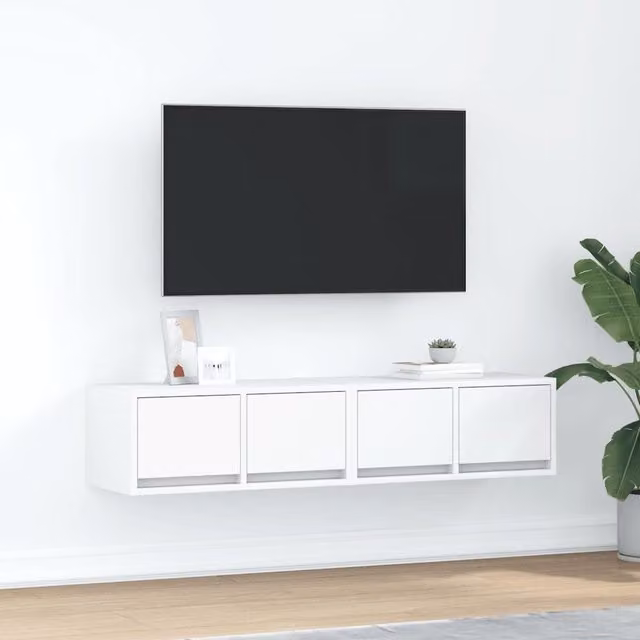 Berkfield Home Set of 2 White Wall Mounted TV Cabinets, W/D/H: 60 x 31 x 25.5 cm – 1