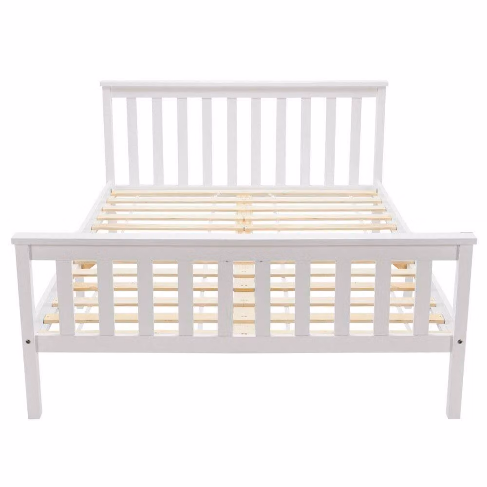 BTM White Solid Pine Double Wooden Bed Frame, W/D/H: 140 x 190 x 82 cm – 5