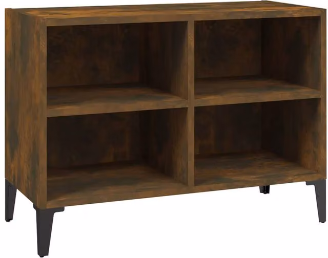 Berkfield Home Smoked Oak TV Cabinet with Metal Legs in Brown, W: 69.5 cm, D: 30 cm, H: 50 cm