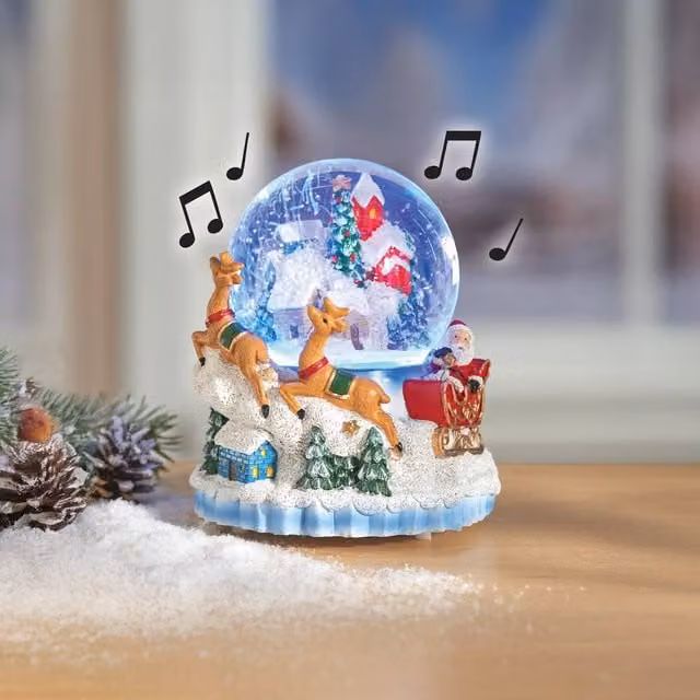 Eldo LED Musical Christmas Snow Globe in White and Multicolour with 8 Festive Melodies