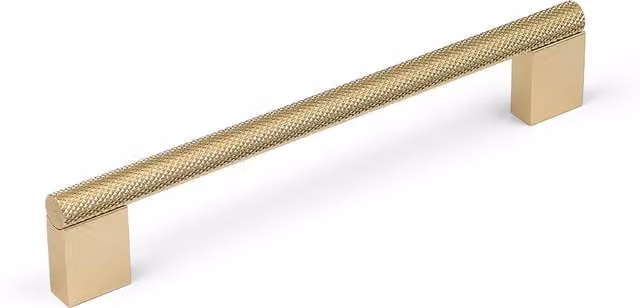Handle & Home Knurled Brushed Gold Aluminium Kitchen Cabinet Bar Handle and Matching Knob, 180mm