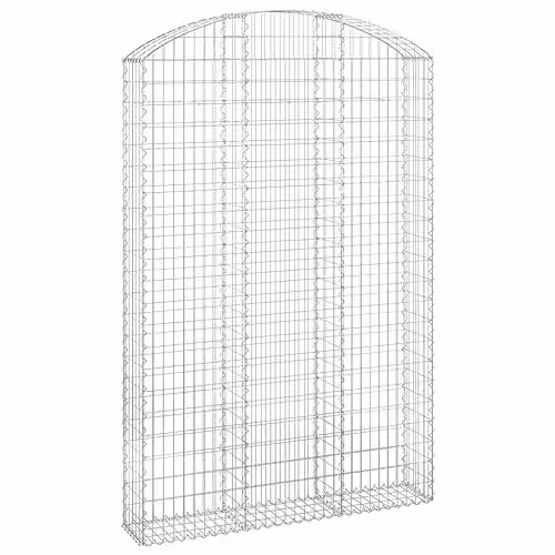 vidaXL Arched Gabion Basket in Silver Galvanised Steel, W/D/H: 150 x 30 x 220 cm