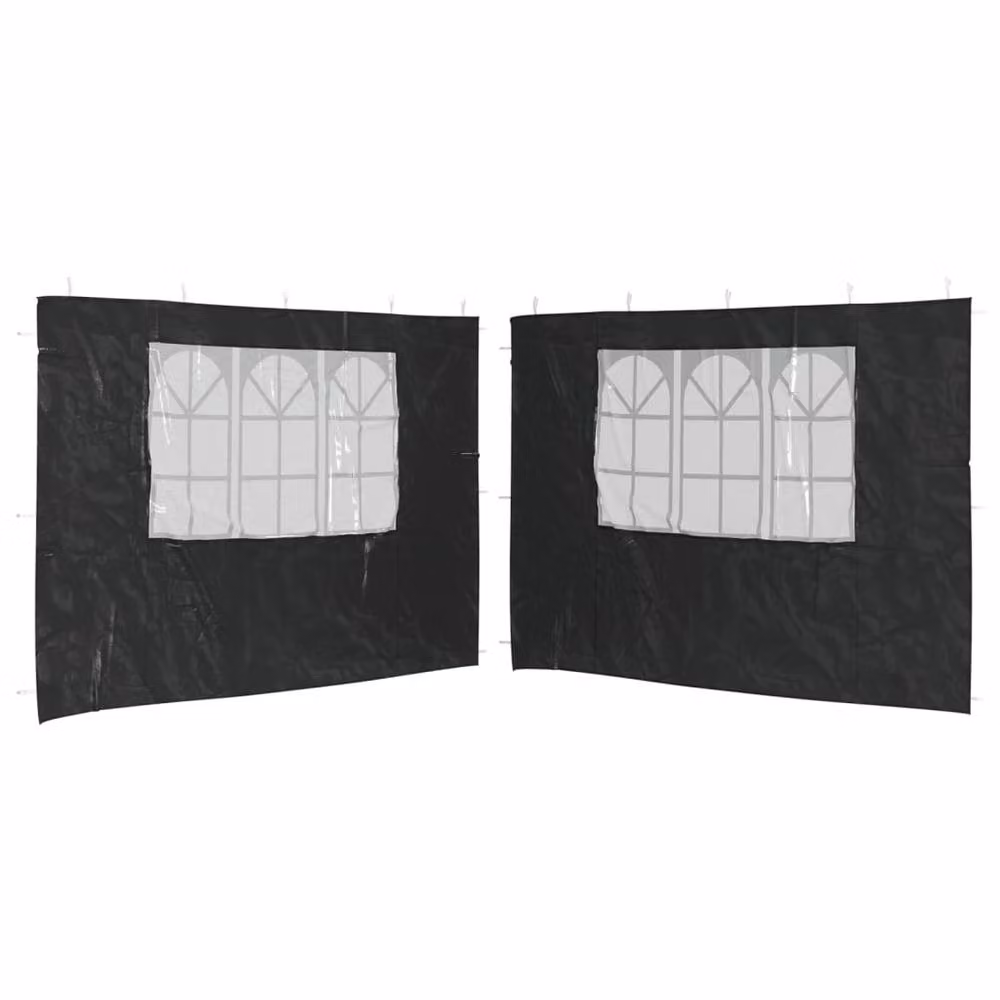 Berkfield Home Party Tent Sidewalls with Window, 2 Pieces, PE Material, Anthracite Black, W: 300 cm, H: 195 cm – 3