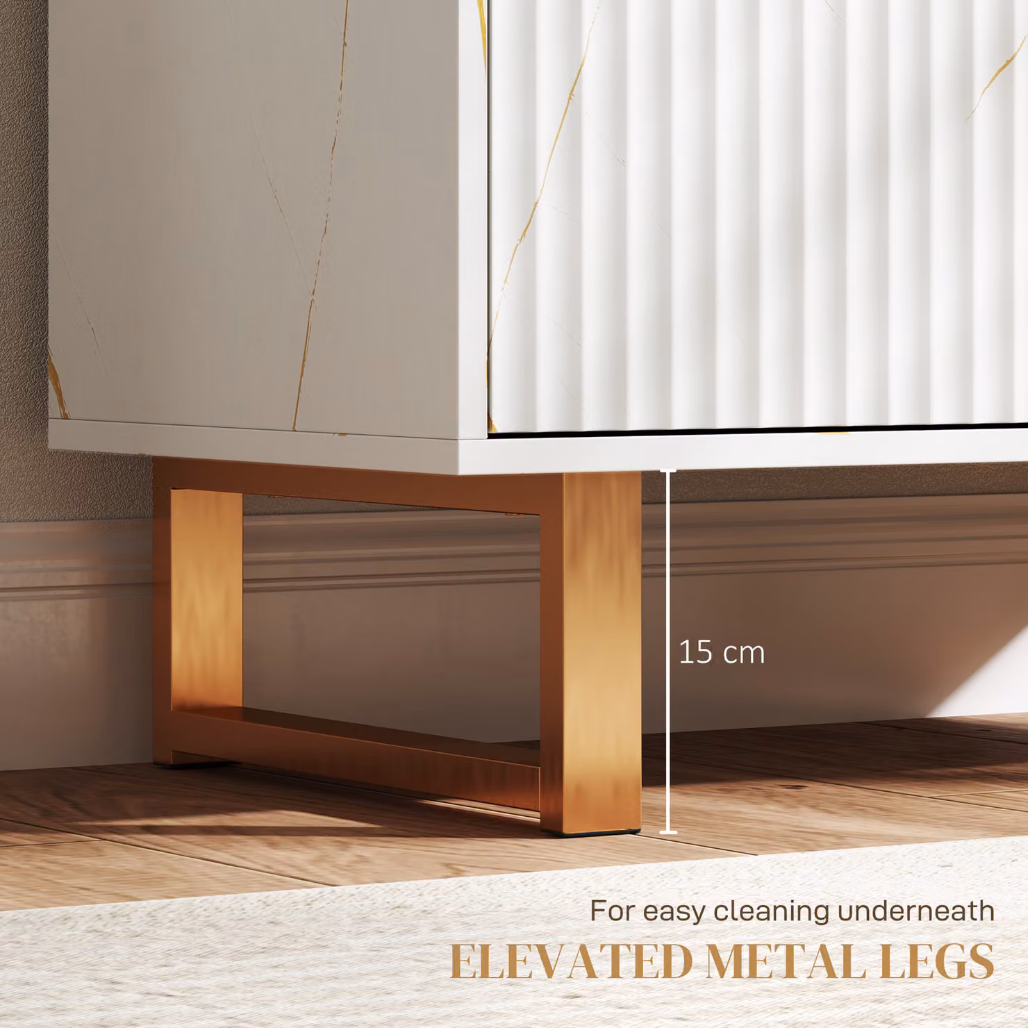 HOMCOM Elegant Modern Storage Sideboard in White and Gold-Tone – 4