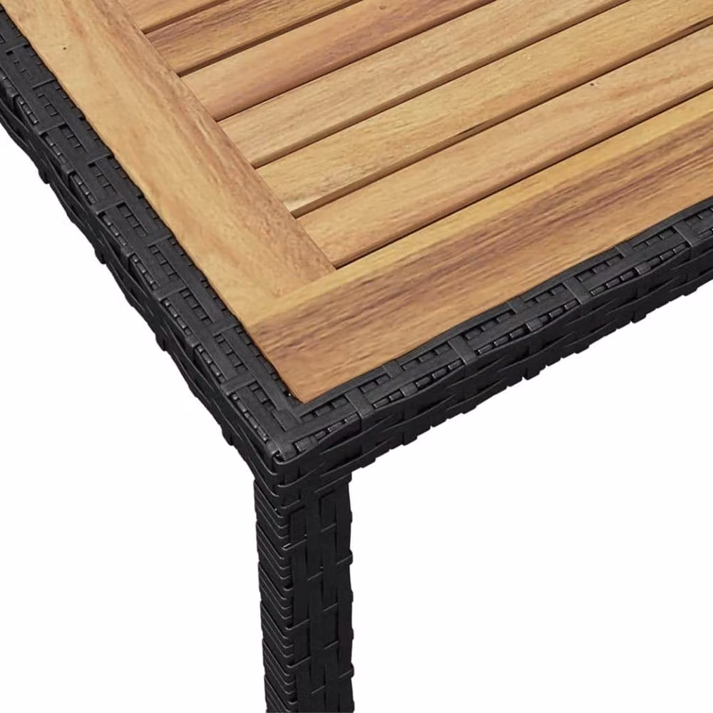 Berkfield Home Rectangular Garden Table in Black and Brown Oiled Acacia Wood, W/D/H: 123 x 60 x 74 cm – 2